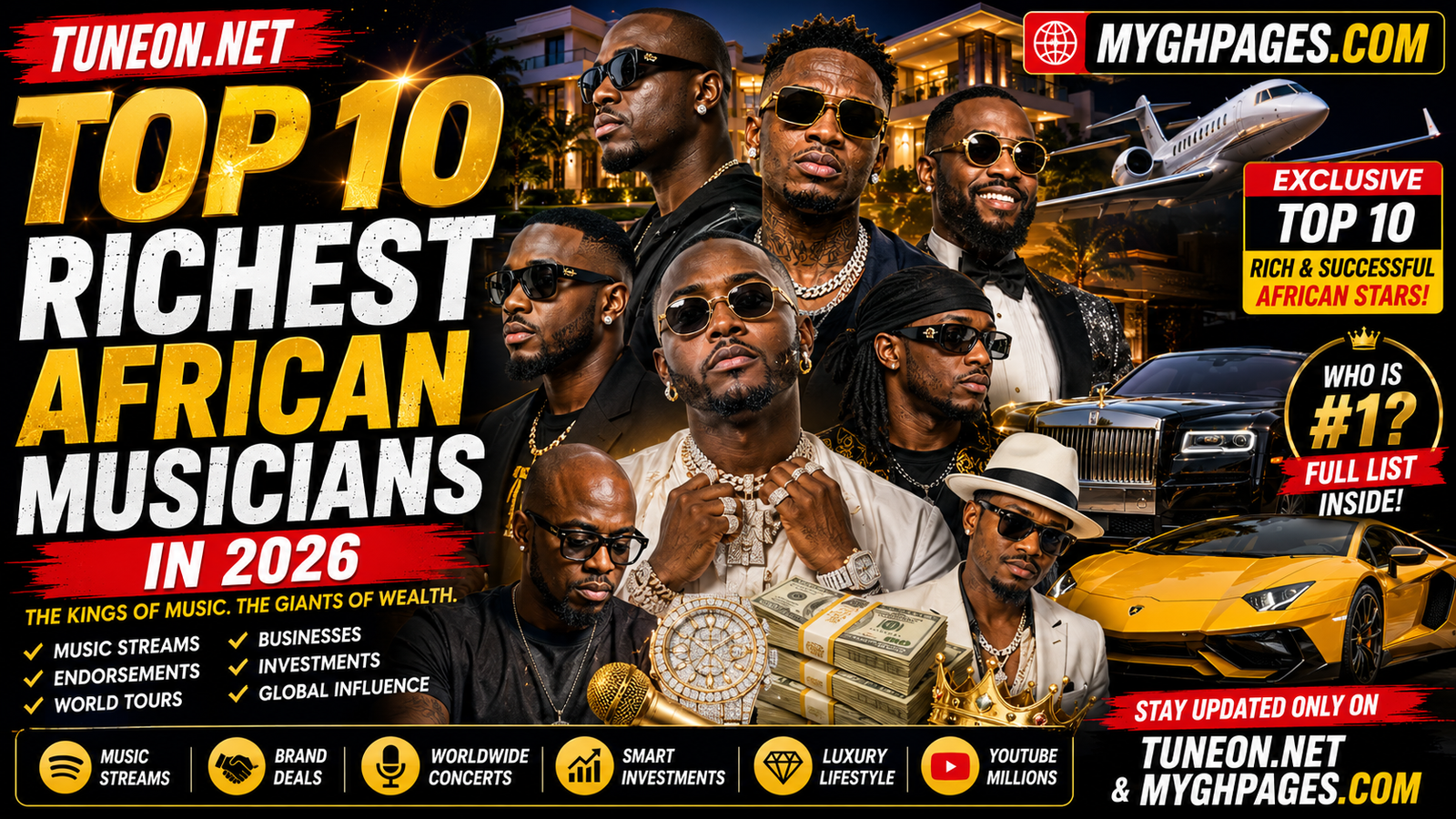 Top 10 Richest African Musicians in 2026 luxury lifestyle and net worth rankings