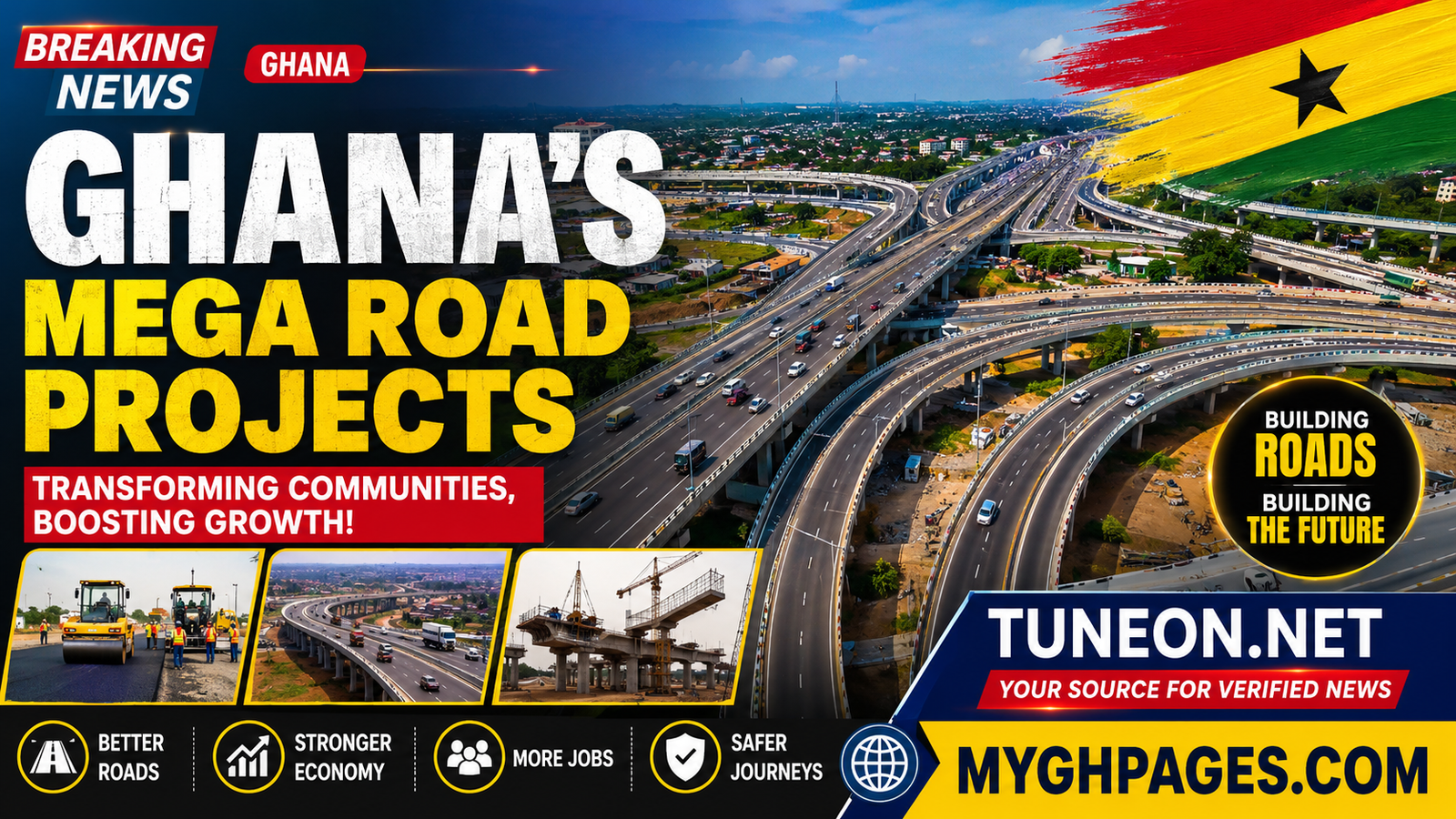 Major Road Projects in Ghana improving highways, interchanges, and transportation infrastructure in 2026 — tuneon.net — myghpages.com