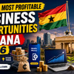 Business Opportunities in Ghana in 2026 featuring fintech, online business, AI services, and real estate — myghpages.com