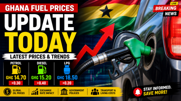 Ghana fuel prices update today showing petrol and diesel prices at filling station