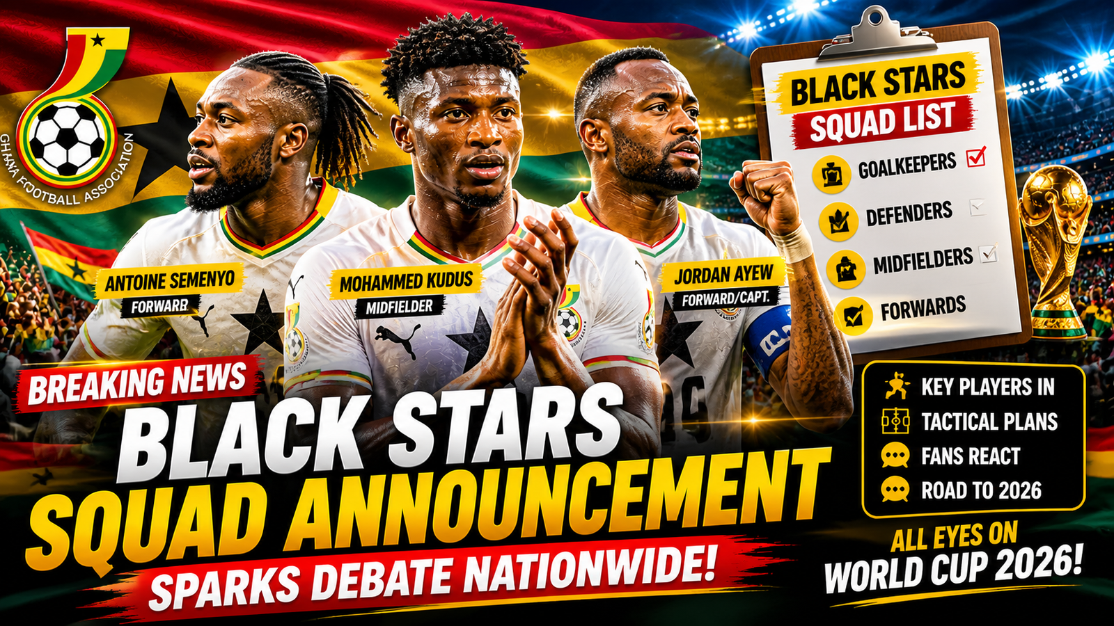 Black Stars squad announcement players Ghana football team update